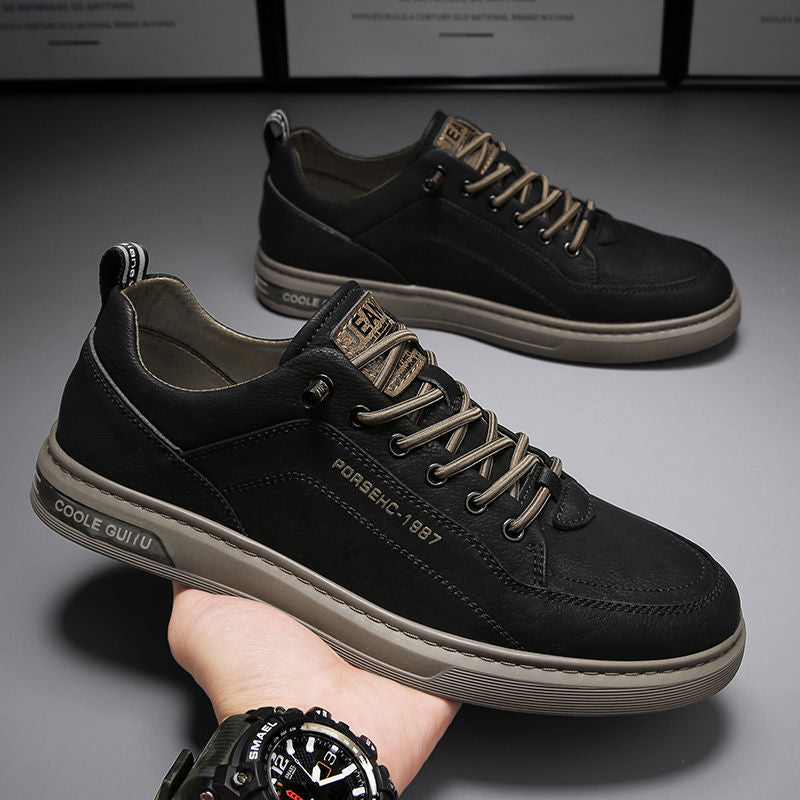 Men's shoes 2026 new spring collection: korean style trendy casual leather shoes, versatile sneakers, men's white canvas shoes 1987
