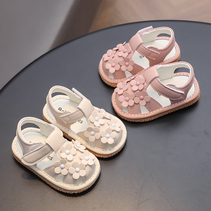 New girls' sandals, infant first walker shoes, korean style 01 baby girl shoes, summer closed-toe shoes, cute princess toddler shoes