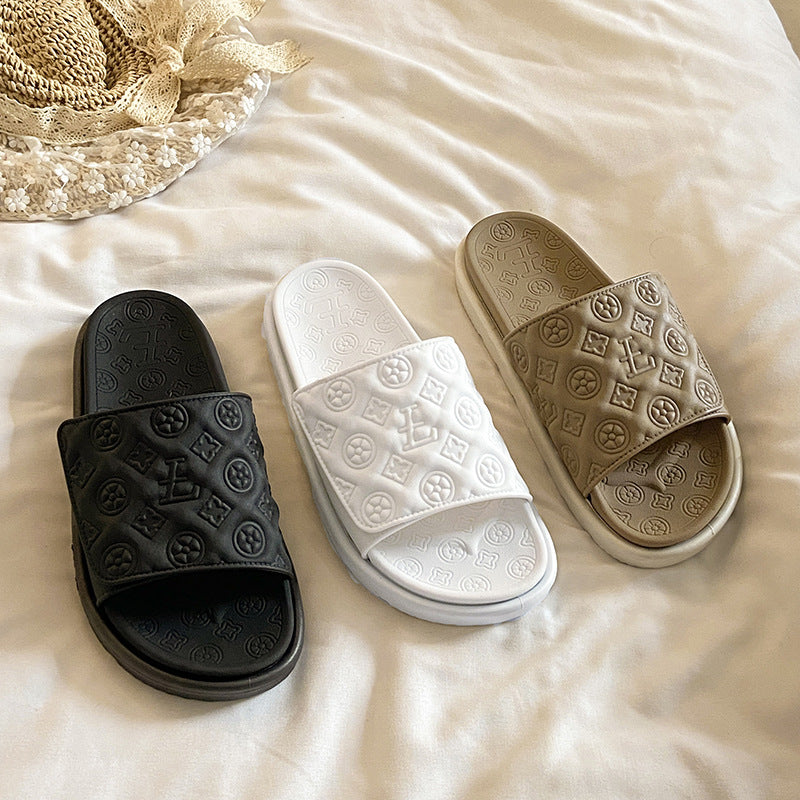 Casualcasualeasiest for matchcouple slippers for men and women popularthick soleplatform shoes soft bottomnon-slipniche style sandals and slippers outwear shoes