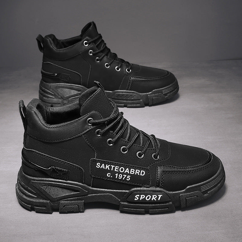Autumn spring men's shoes high-top boots rhubarb workwear boots snow boots mid-top cotton shoes trendy shoes men's boots british style