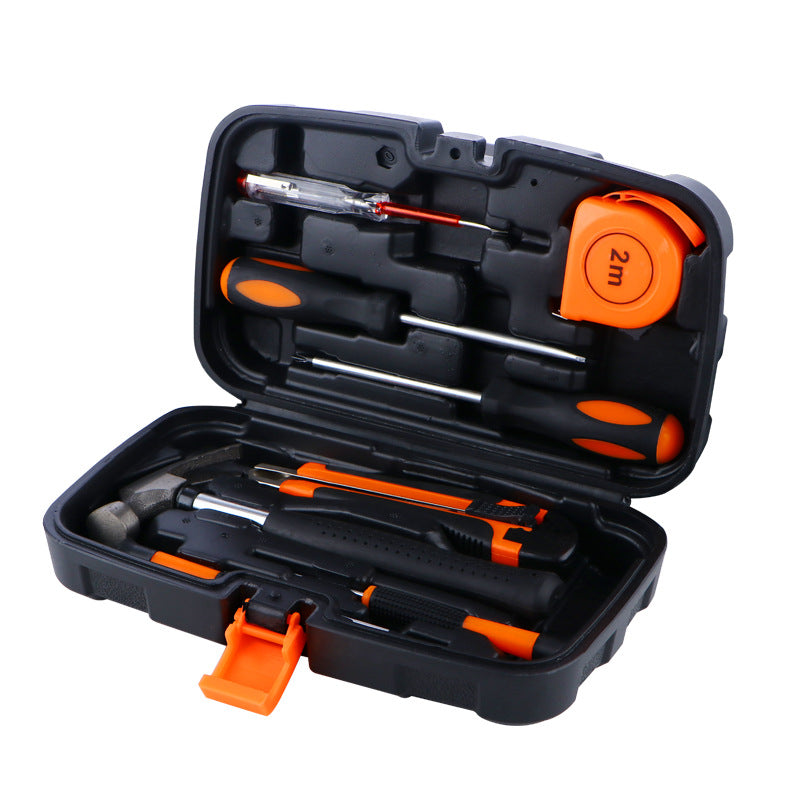 9-piece hardware toolbox for household cars, small multi-functional combination tool maintenance manual tool set