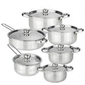Wholesale stainless steel cookware set cross-border 12pcs cookware set household soup pot milk pot frying pan combination cookware pot
