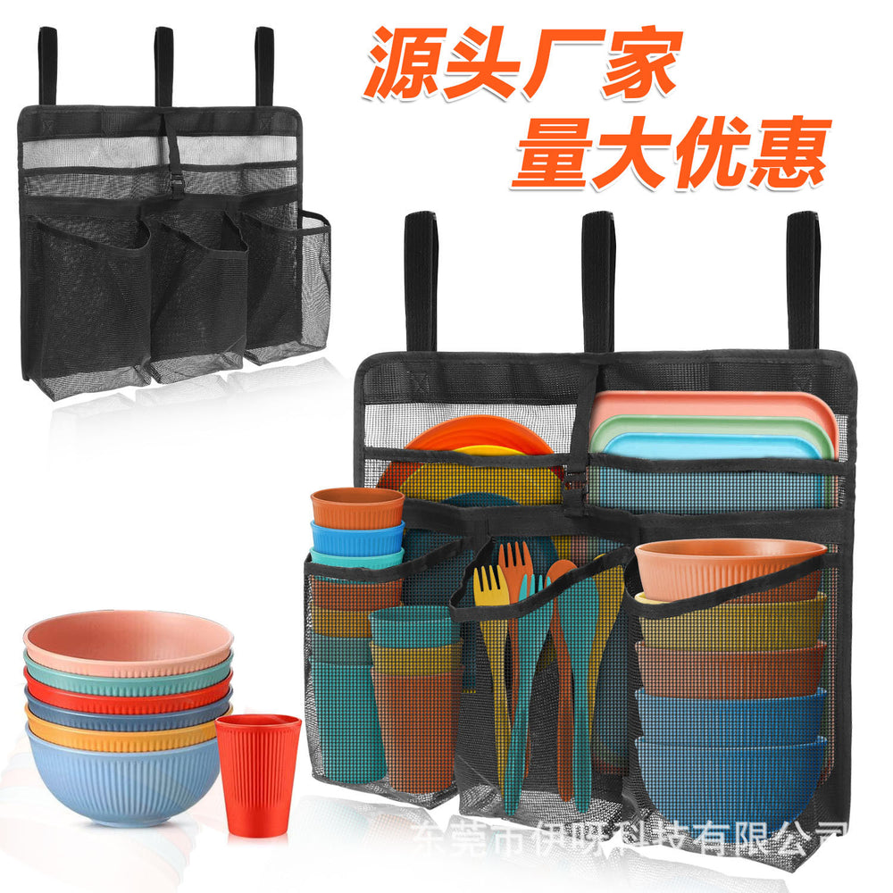 Camping dish drying bag foldable dish drainer rack portable mesh utensil organizer bag handheld mesh bag