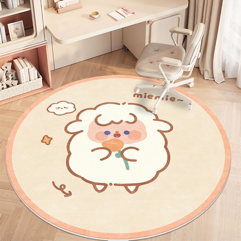 Cute kuromi round rug for living room, computer chair mat for study, foot pad for dressing table in cloakroom, bedside blanket for bedroom