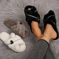 plus size cotton slippers for women fall and winter peach heart home indoor soft bottom rhinestone cotton slippers family cross furry slippers