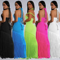 C7453 cross-border   fashion women's summer dress - tassel trim, bandeau style