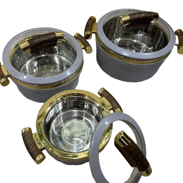 hot-selling factory direct sales fresh-keeping lunch box thermal insulation bucket golden handle high-end stainless steel thermal insulation pot three-piece combination