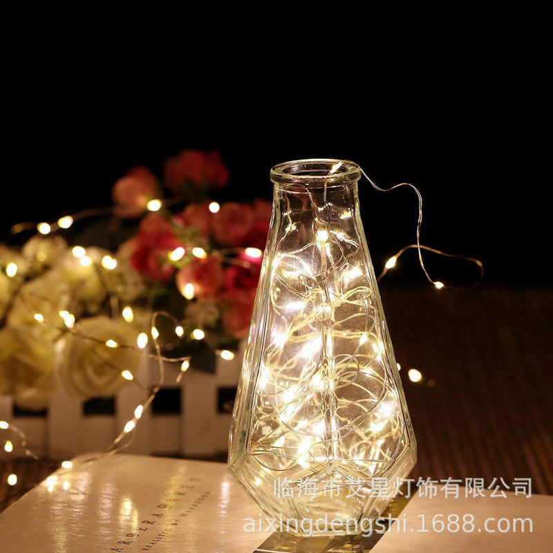 Customized LED luminous copper wire light remote control 8 modes battery box copper wire stall Christmas star decorative light string