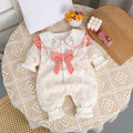 One-piece spring autum double-layer narcissus one-piece baby girl style autum princess khaki can go out and crawl