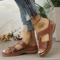 Amazon southeast asia new plus size wedge heel peep-toe sandals women's hollow-out stitching thick sole slippers women's in stock