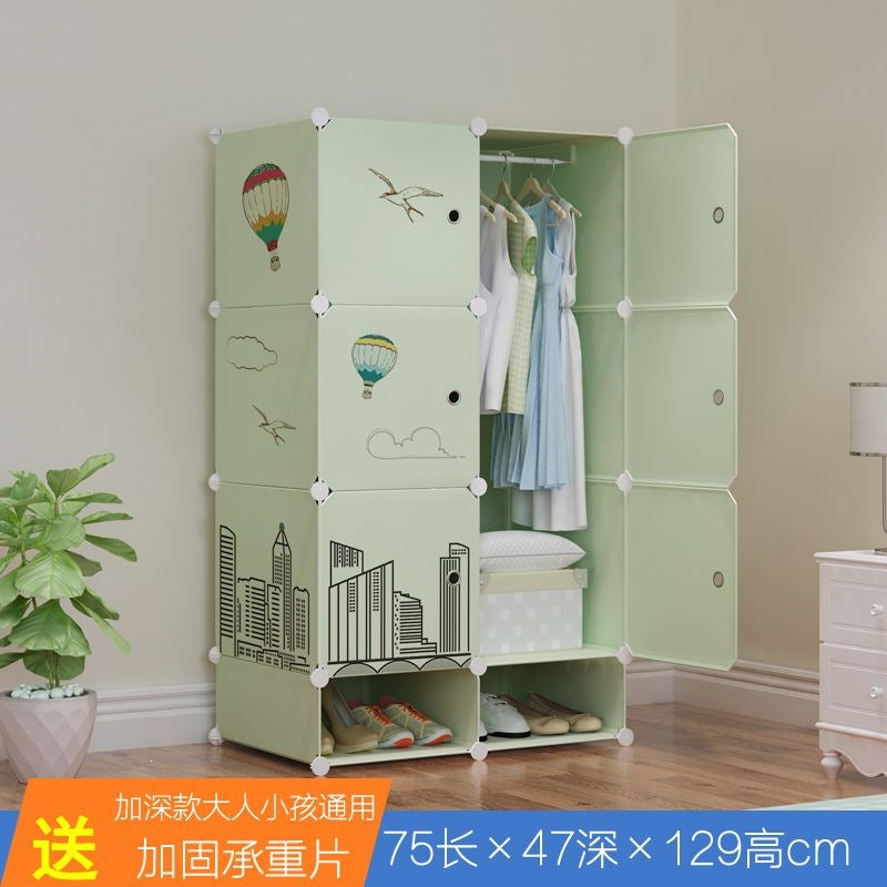 Simple wardrobe for home bedroom cabinet rental house simple folding assembly dormitory reinforced baby kids wardrobe cupboard