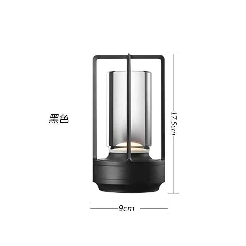 Luxury metal touch table lamp - bedroom bedside lamp, portable rechargeable bar & dining table lamp, camping atmosphere retro night light