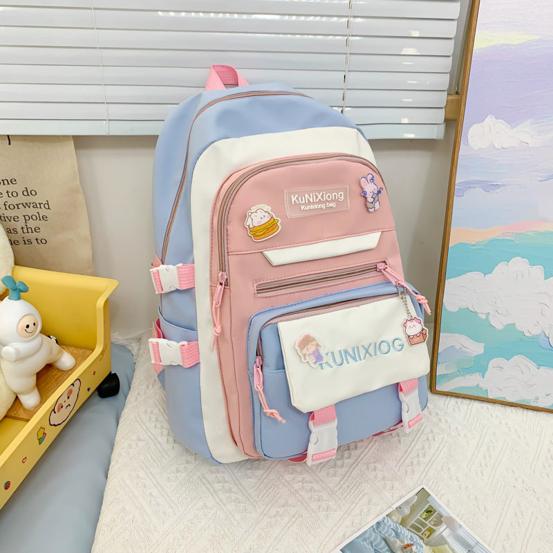 Small fresh schoolbag female junior high school students high value cute primary school students backpack middle school students large capacity lightweight backpack