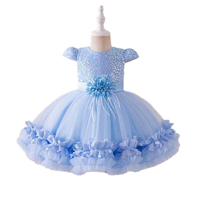 New arrival cross-border kids performance dress lace princess skirt festival tutu skirt gauze skirt first birthday dress performance costume