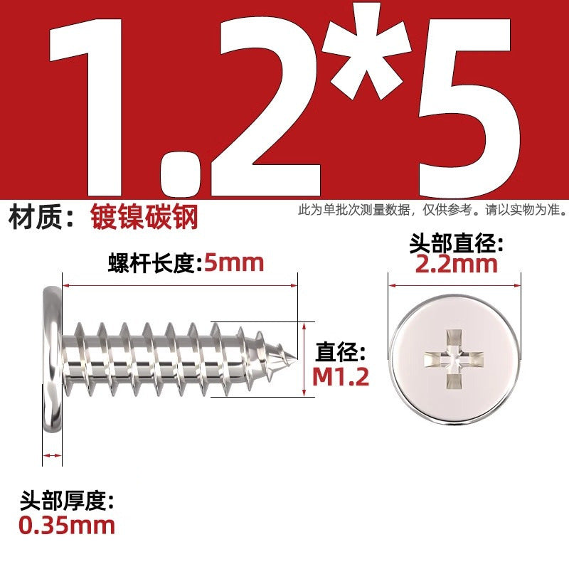 CA Iron Nickel Plated/Black Flat Head Cross Self-Tapping Screw Large Flat Thin Head Flat Head Pointed Tail Wood Self-Tapping Screw