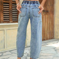 exclusive elastic label women's straight-leg casual jeans, simple and versatile style,  xiyin tiktok