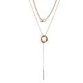 Long chain necklace wholesale, european and american cross-border fashion trend, long pendant, niche design, double circle ring necklace