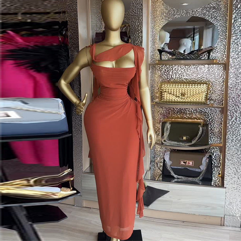 European and american cross-border women's fashion:  autumn new arrivals - sexy, elegant, slim-fitting, bodycon, sleeveless dress