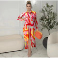 New arrival   exportfashionlong sleevesprinting lapel shirt skirt women's loosecasuallongdress