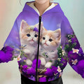 Kids' hoodie jacket, cute cartoon print girls' fashion zip-up, dropshipping available, adorable and sweet style