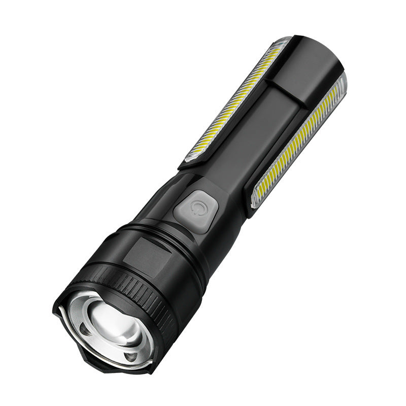 Cross-border new LED flashlight Type-C charging with side light outdoor camping multi-function strong light flashlight