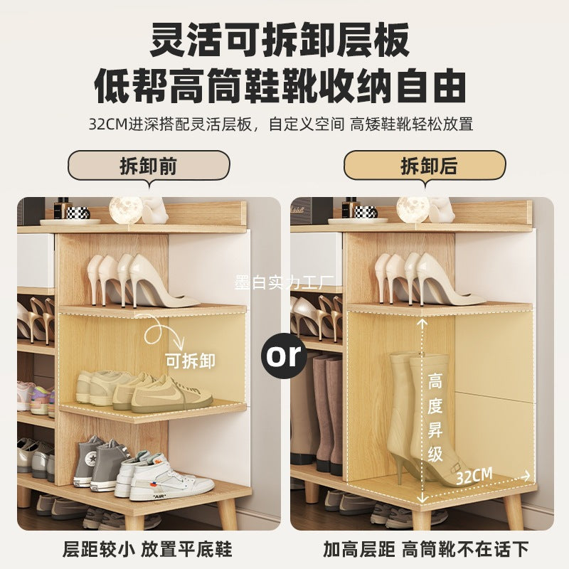 Solid wood shoe cabinet, indoor entrance to the home entrance, simple wall locker, shoe rack, log wind