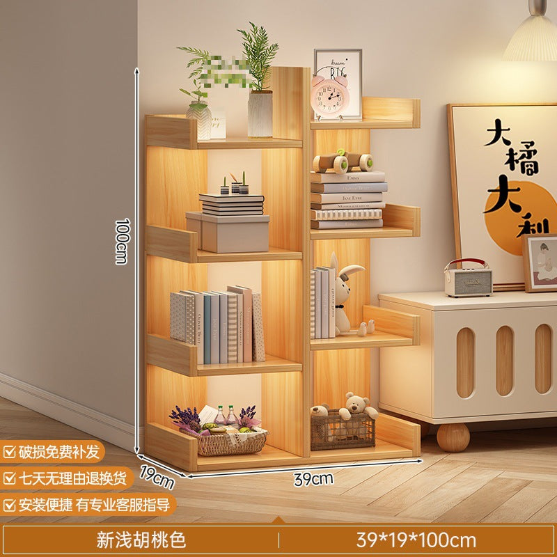Simple small bookshelf, floor-to-ceiling shelf, integrated wall storage rack, living room office display rack, table side storage narrow cabinet