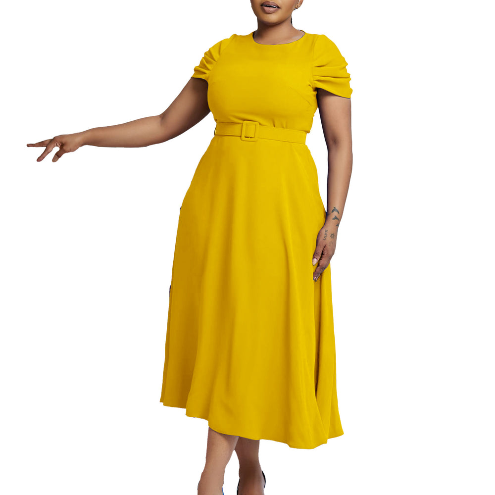 D484 women's foreign trade summer  new fashionable elegant short-sleeve irregular plus size african dress