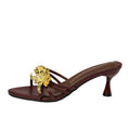 2026 new summer metallic floral french plus size fashion sandals - women's stiletto heel slippers for cross-border e-commerce