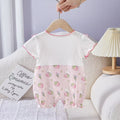 Baby girl summernew arrival short-sleeved jumpsuit girl summer clothes romper thin strawberry flying sleeves newborn jumpsuit