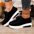 foreign trade plus size independent station spring & fallnew arrivalfashionthick sole loafers front tie back wedge heel casualflats women