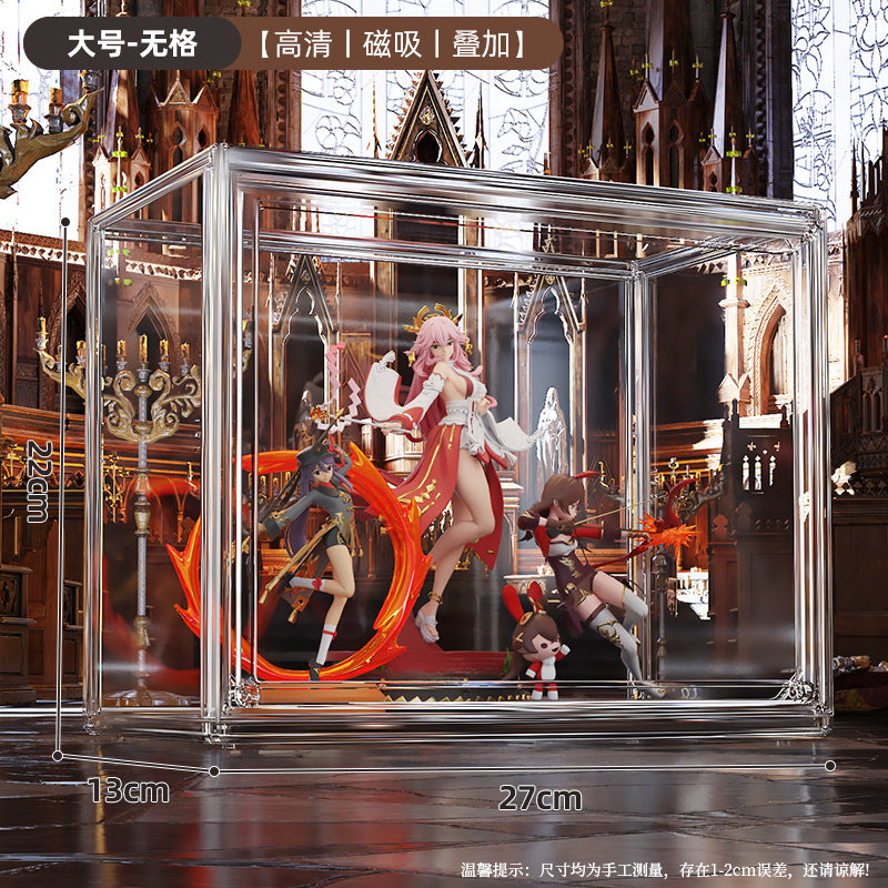 Blind box storage display stand transparent dust-proof figure storage box doll labubu POP MART model display cabinet