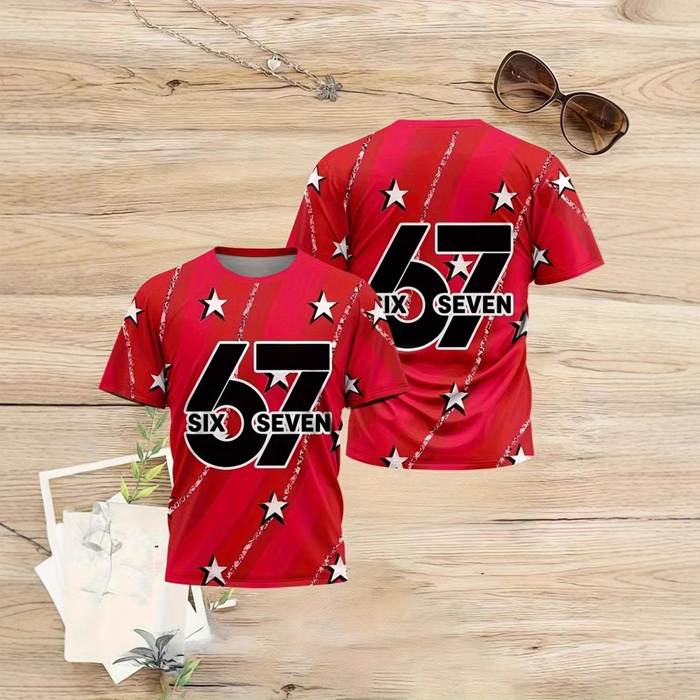 Kids' t-shirt, a cross-border bestseller featuring 67 elements, 3d digital print, summer casual fashion for girls, round neck, short sleeves