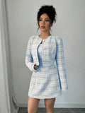 Fall and winternew arrivaleuropean and american clothing single-breasted shortoutwear+frenchretro tweed styledresstwo-piece set for women