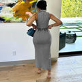Fashion cross-border women's clothing  fall and winter new products street fashion single-breasted sleeveless halter elastic dress long skirt