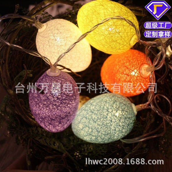 [Processing and customization] Spot LED cotton thread egg light string Christmas and Easter decorative LED cotton thread ball light string