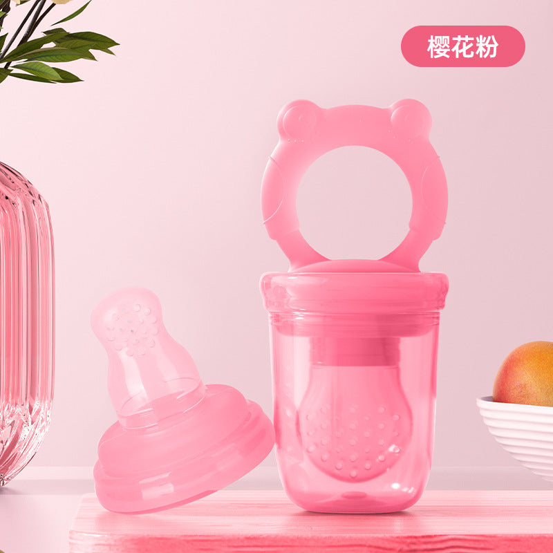 English card biting music fruit food supplement silicone mesh bag pacifier baby feeding tableware tooth glue fruit and vegetable music