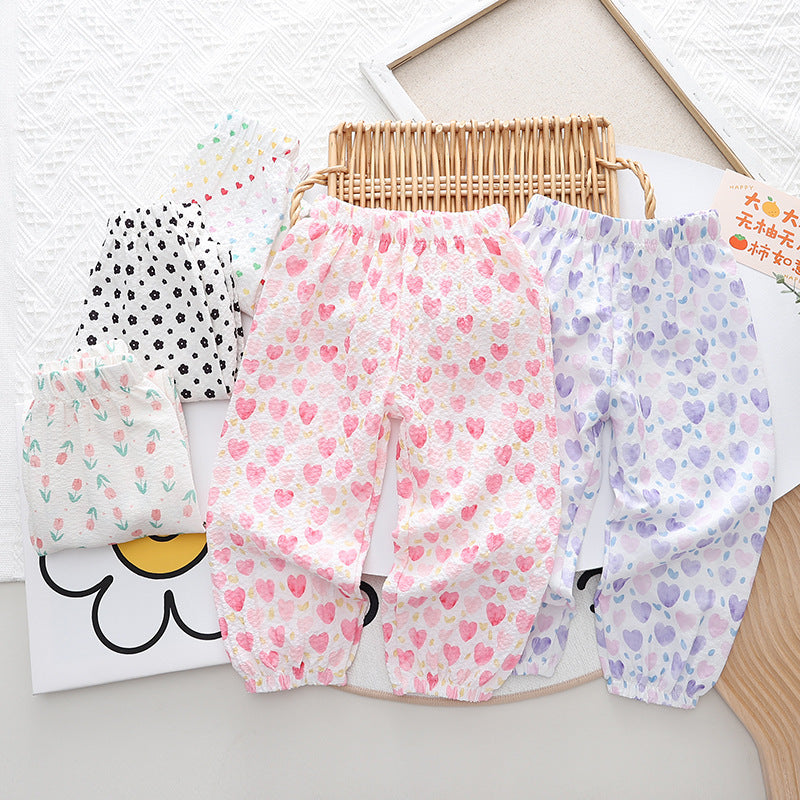 Girls' summer pants: korean style fashionable printed joggers for toddlers and young children - perfect for everyday wear