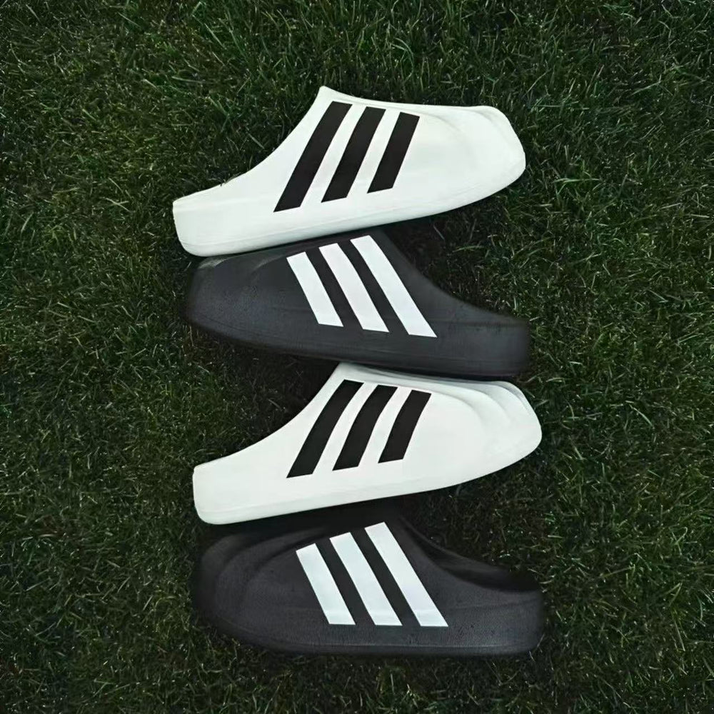 Step on shit feeling summer half drag shell toe half bag pvc toe cap slippers for men and women same style black and white trendyeasiest for matchoutwearins