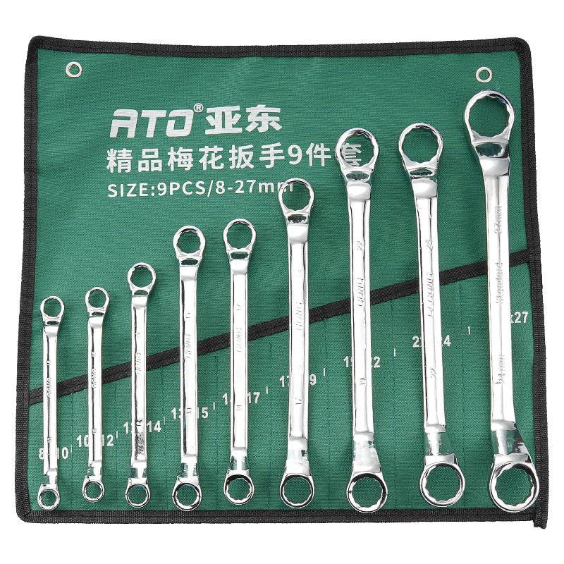 Yadong tool plum wrench 9-piece set, storage bag set, double-headed wrench 7-piece set, full set of cloth bag tool bag