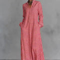 European and american cross-border  independent station y2 fashion women's plaid loose slimming look long knee-length shirt skirt casual