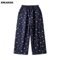 Girls'  autumn new arrival: all-over floral print embroidered straight-leg comfortable casual pants