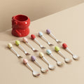 Cute dinosaur cartoon high-value ceramic cute fruit fork box stainless steel fruit fork suit afternoon tea spoon combination