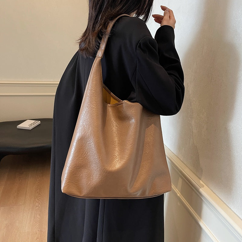 New Korean version, armpit bag, shoulder large-capacity bag, women's commute to work, retro Maillard French tote bag