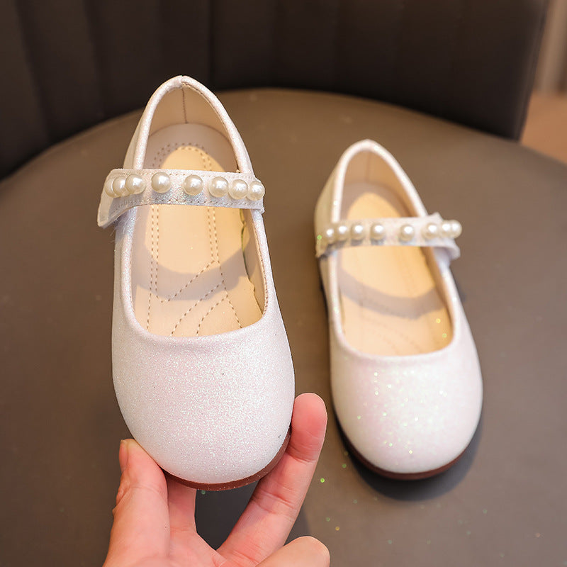 spring/autumn korean style new girls' leather shoes, export order, princess flats, children's velcro performance dance shoes