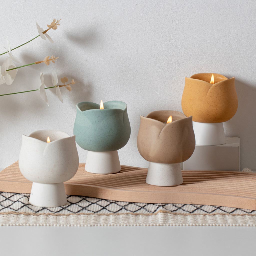 Nordic ins style tulip candle cup empty cup ceramic scented candle candle holder high-end multi-purpose home ornament