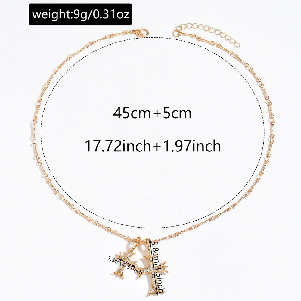 European and american cross-border double cross full diamond pendant necklace niche accessible luxury high-end trendy bamboo clavicle chain accessories