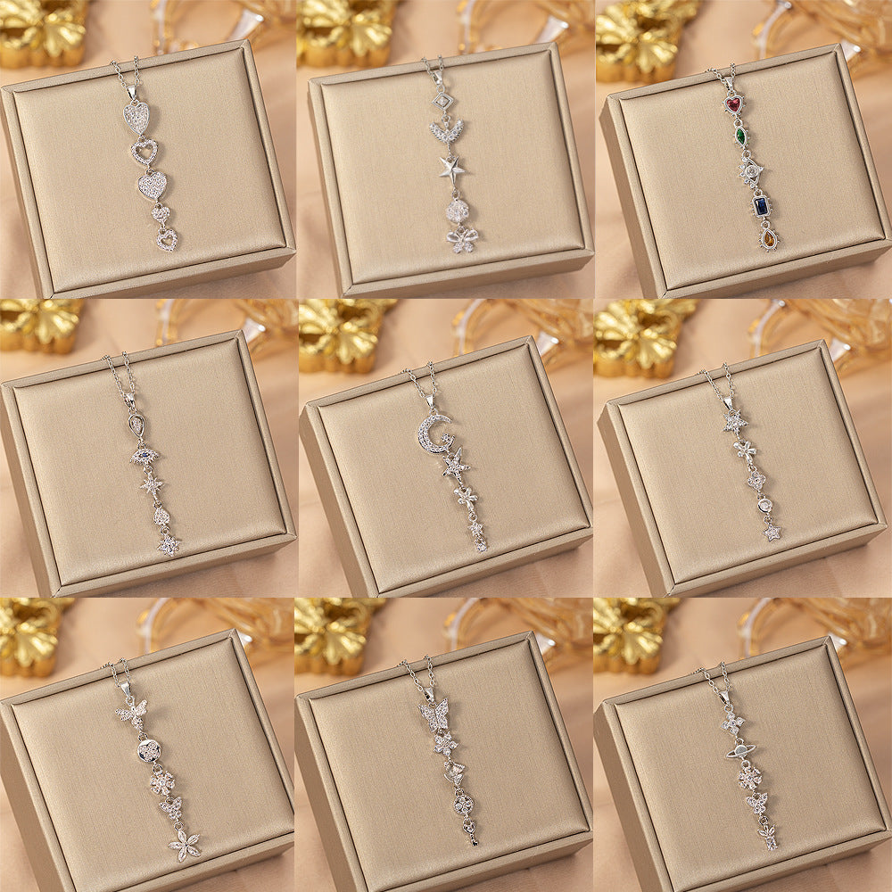 [titanium steel] fashion fashion hot selling tassel necklace women's light luxury high-end versatile clavicle chain jewelry