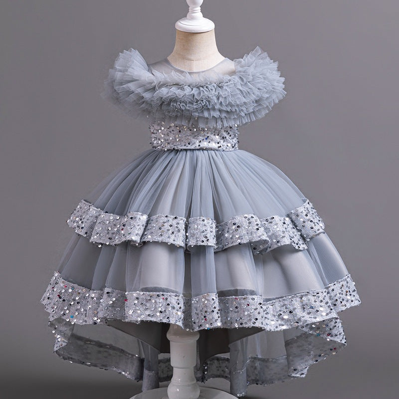 Performance costumes, wedding dresses, large tails, puffy mesh skirts, dresses, children's clothing, popular kids princess dresses for girls