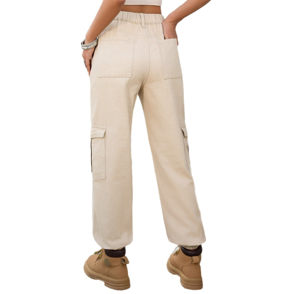 Wishfashion cross-border export  new arrival washed semi-elastic stylisheasiest for match jogger pantsworkwear denim pants